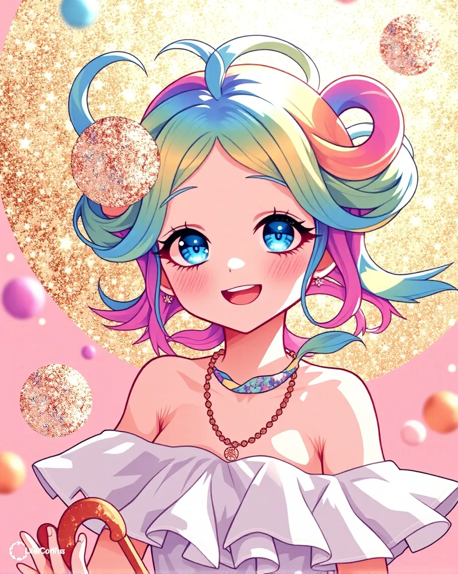 Rainbow Candy Girl – a cheerful - Free AI Photo Generator - starryai