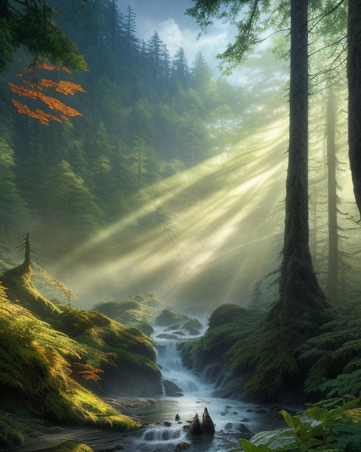 Tranquil River Along Forest - Free AI Photo Generator - starryai