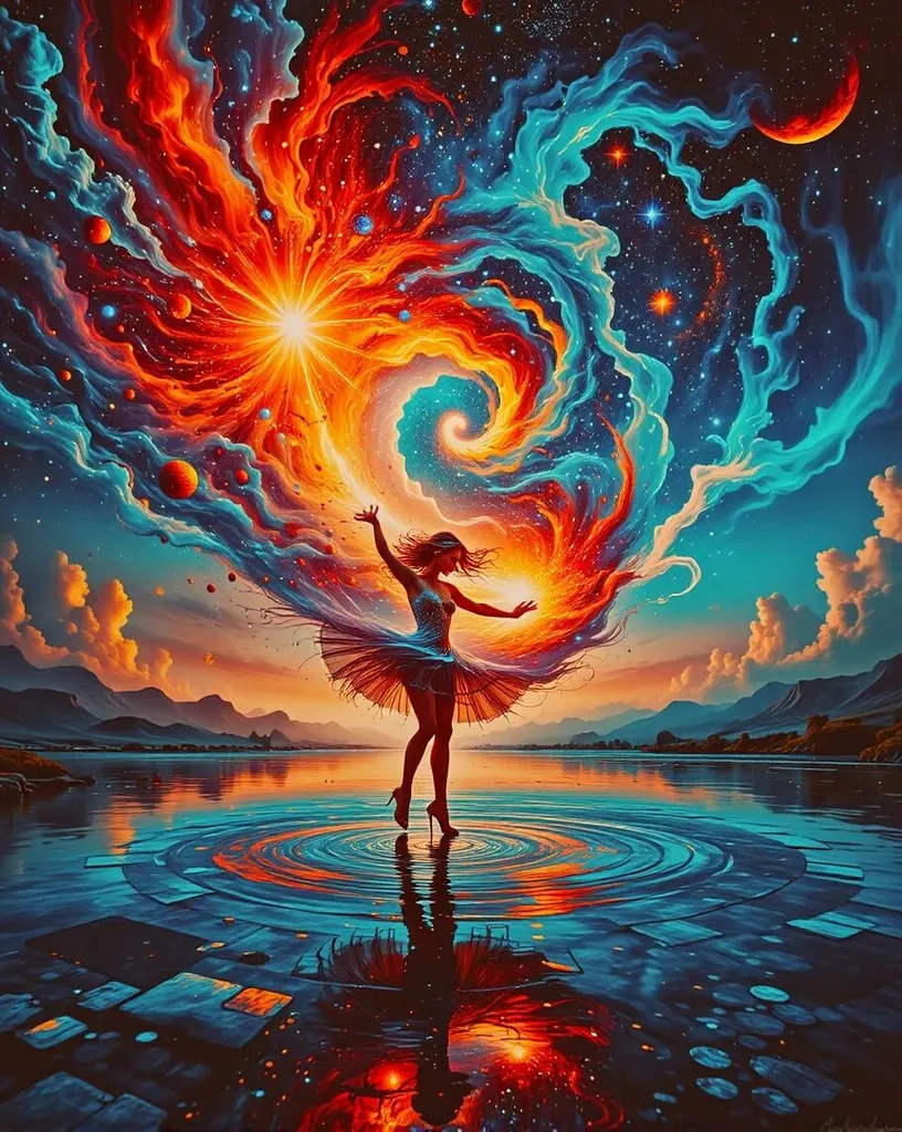 A dancer creates celestial as she - Free AI Photo Generator - starryai
