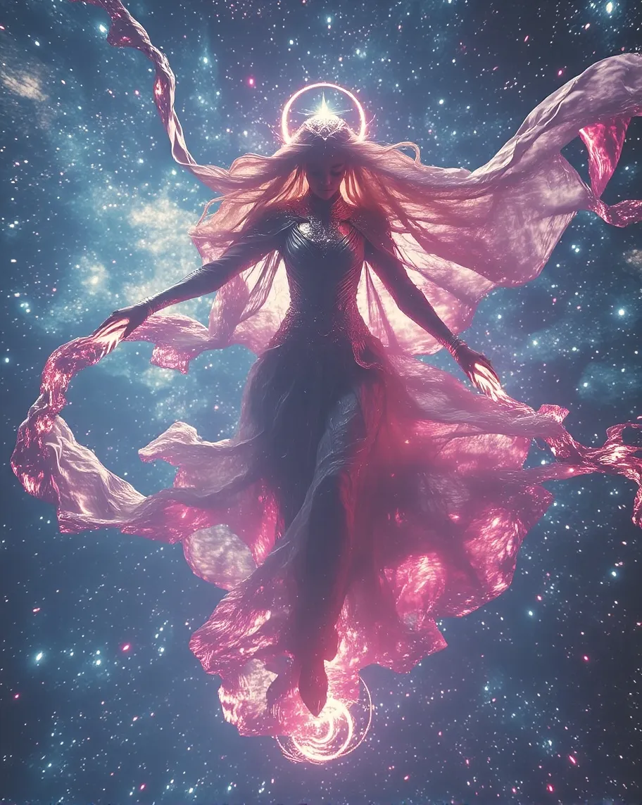 A cosmic queen dancing across her - Free AI Photo Generator - starryai