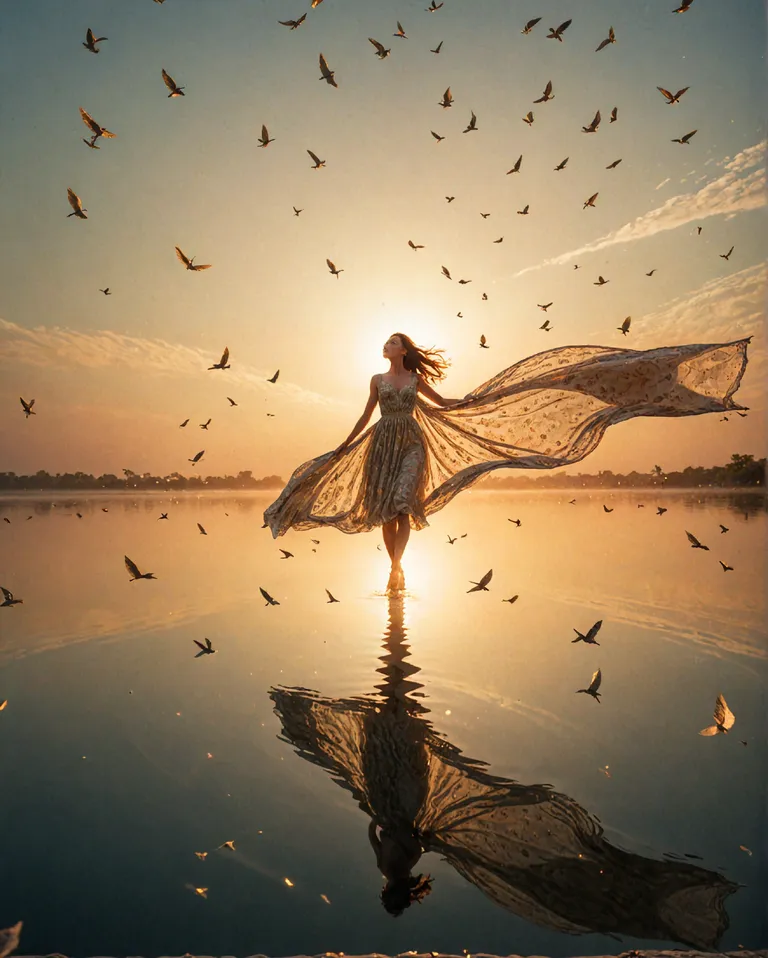 A serene dreamlike landscape at - Free AI Photo Generator - starryai