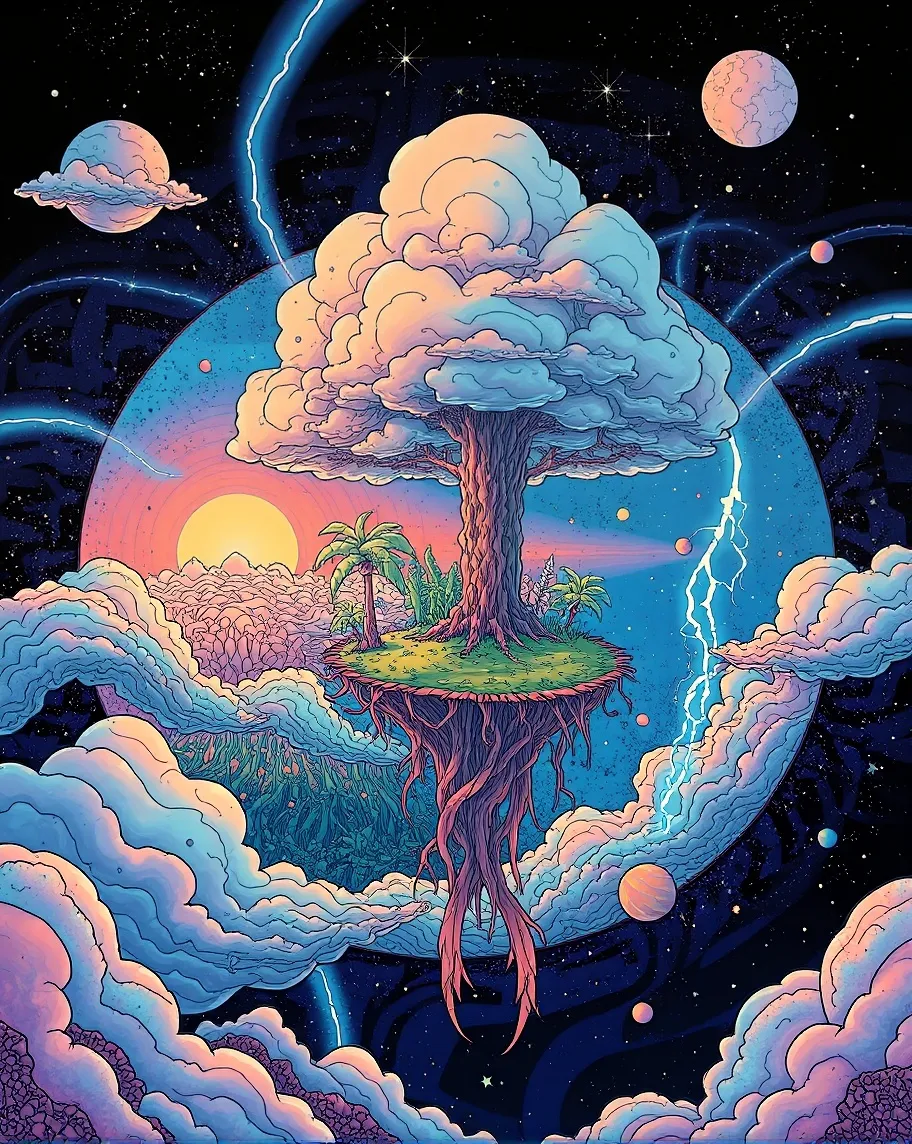 Giant sentient clouds floating - Free AI Photo Generator - starryai