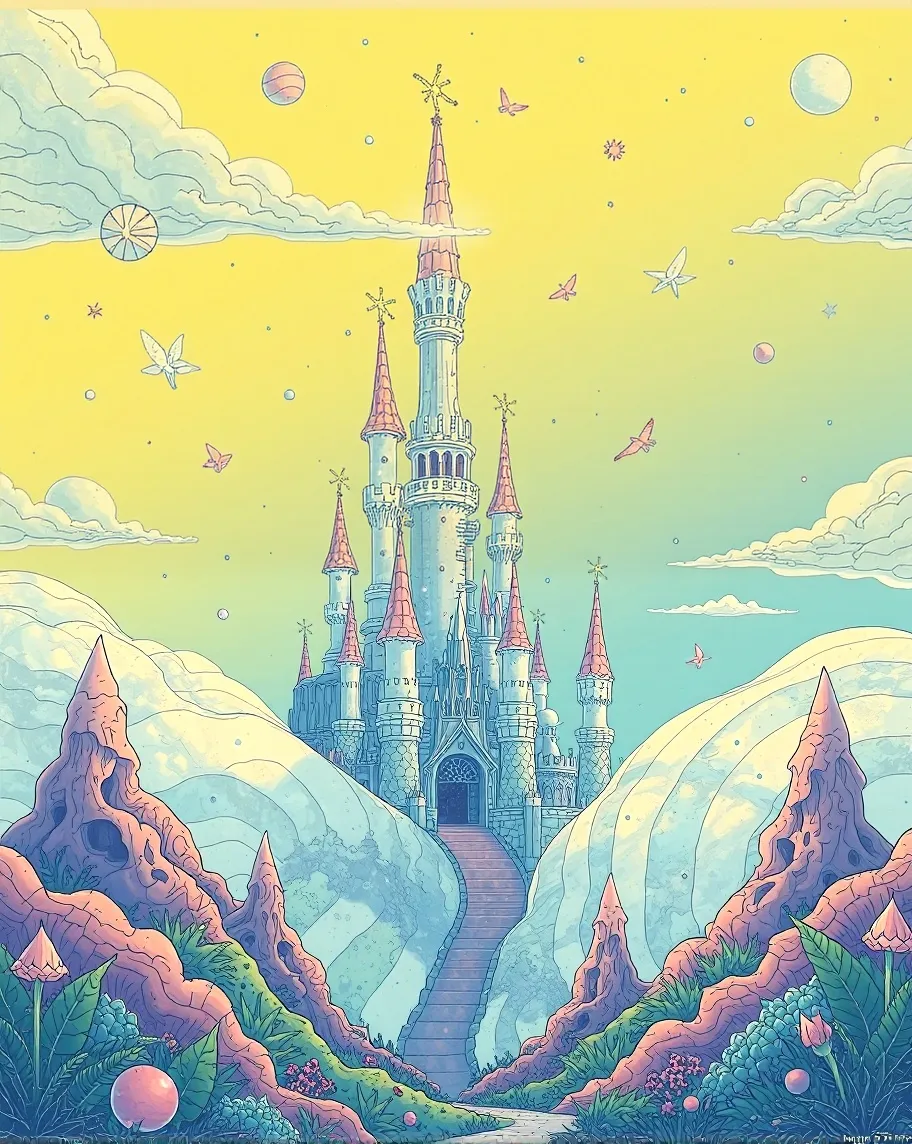 a whimsical fairy realm, a castle - Free AI Photo Generator - starryai