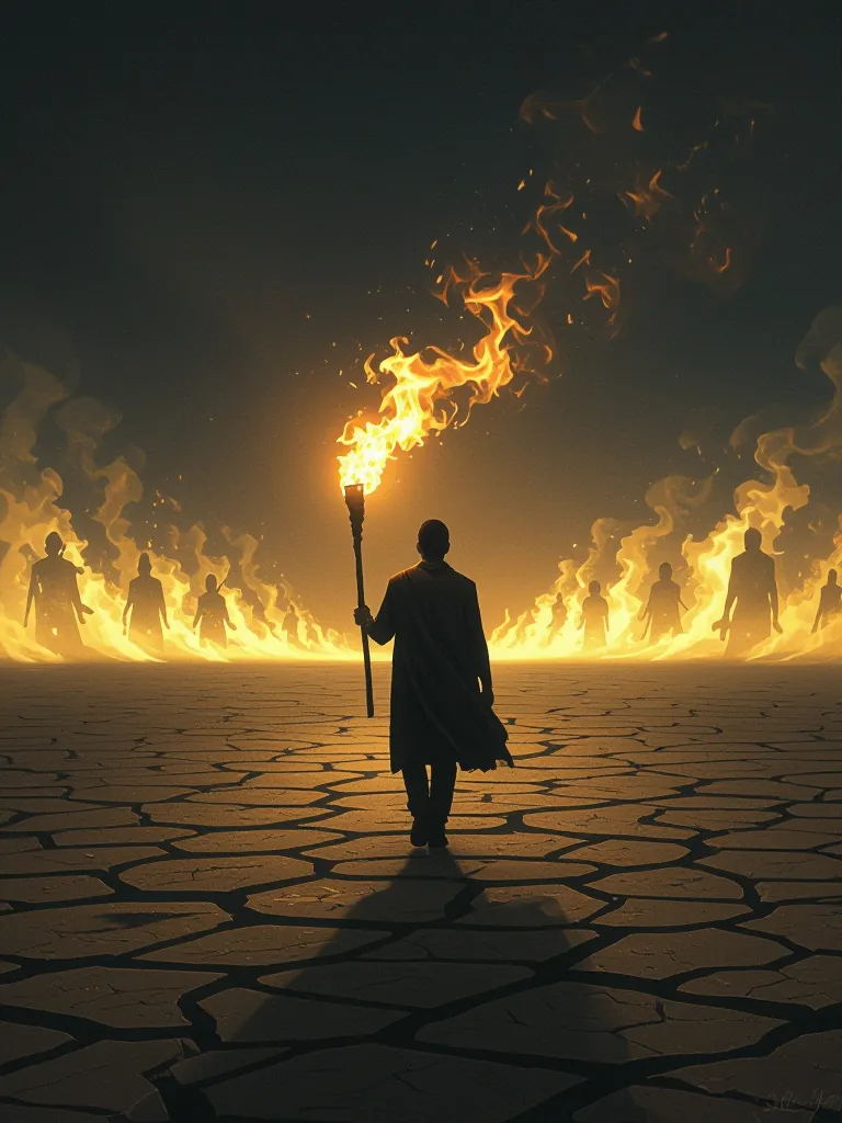 A lone figure walks through a a - Free AI Photo Generator - starryai