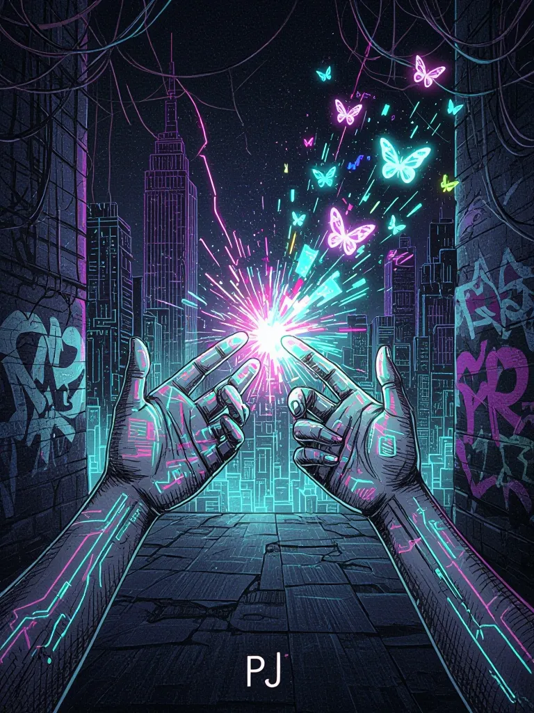Two hands, sketched gritty pencil - Free AI Photo Generator - starryai