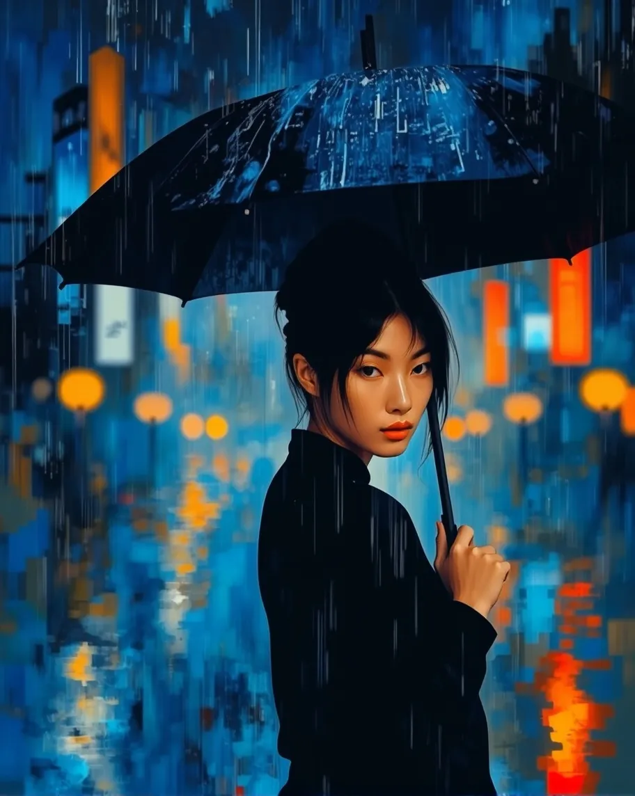 Asian woman black, black Tokyo - Free AI Photo Generator - starryai