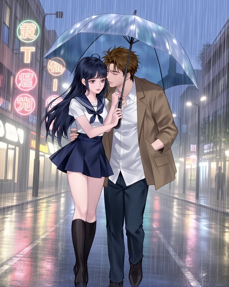 Rainy Day Romance – girl wears - Free AI Photo Generator - starryai
