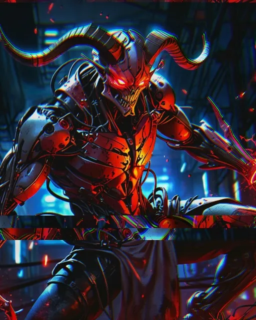mechanical demon made metal wires - Free AI Photo Generator - starryai