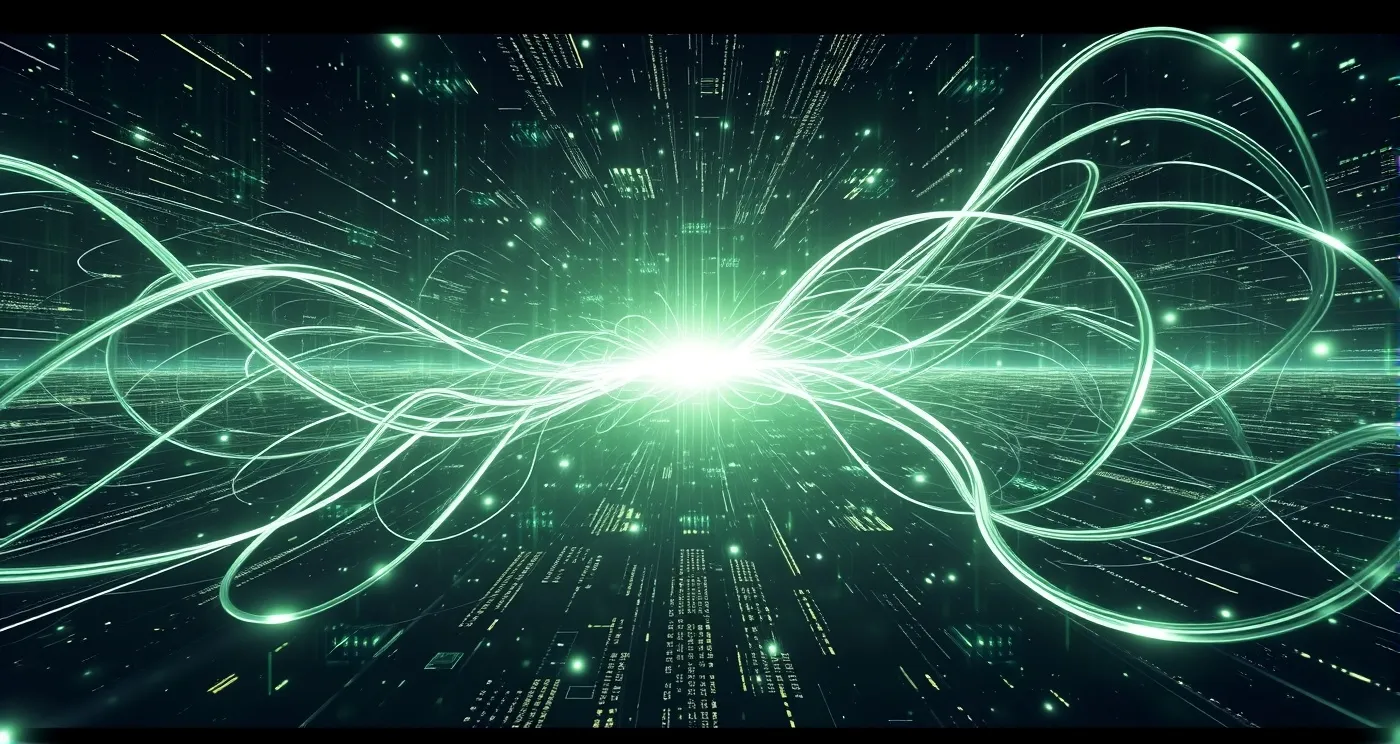 green digital string matrix flows - Free AI Photo Generator - starryai