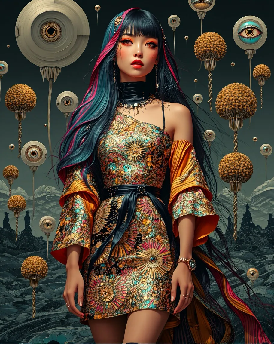 A surreal woman natural posture - Free AI Photo Generator - starryai