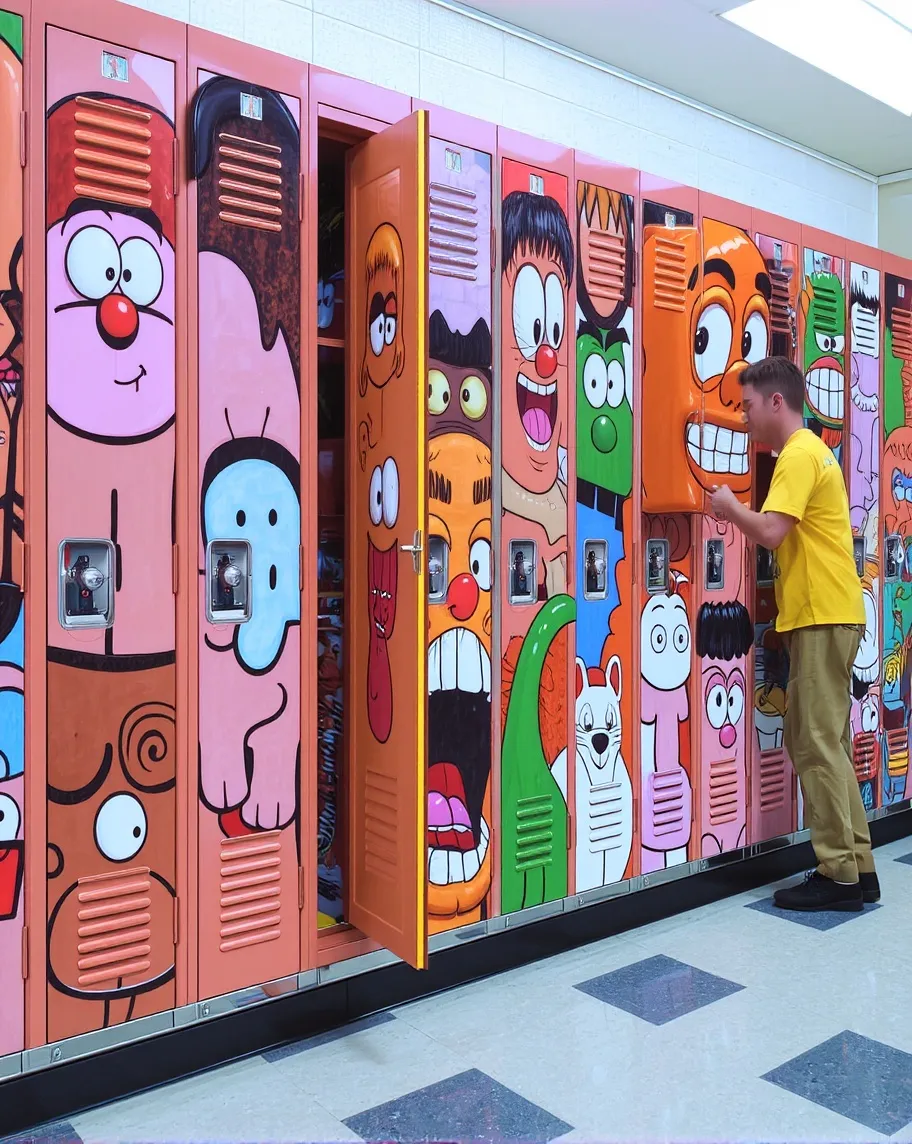Lockers a high school painted all - Free AI Photo Generator - starryai