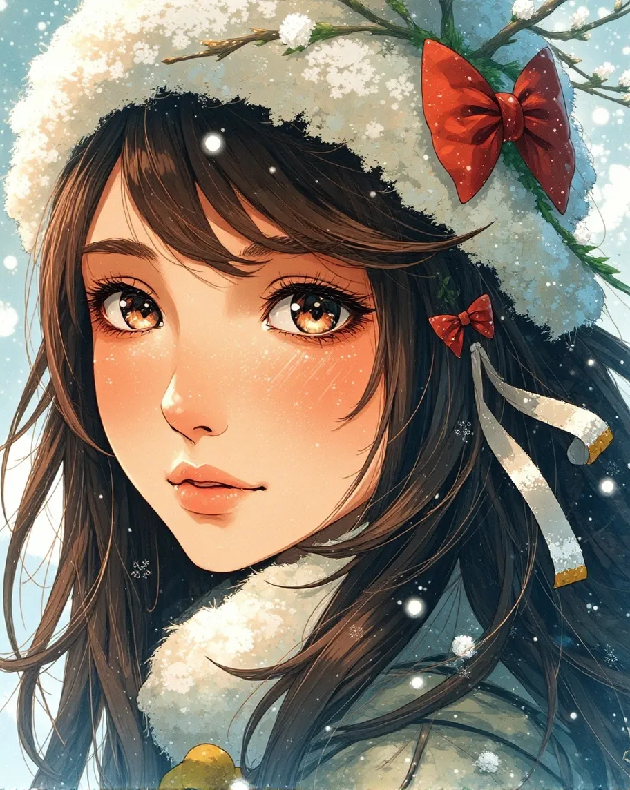 A beautiful girl winter , perfect - Free AI Photo Generator - starryai