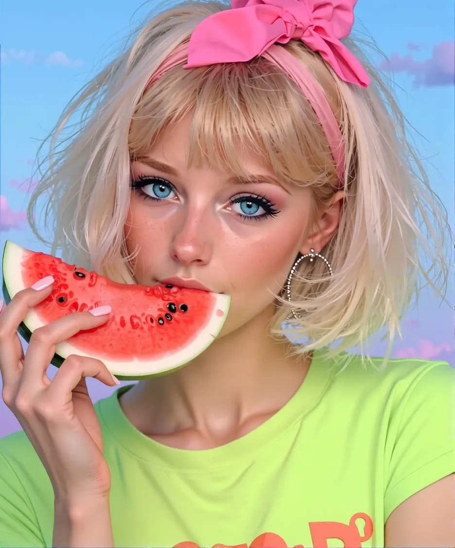 image shows a young woman a a sky - Free AI Photo Generator - starryai