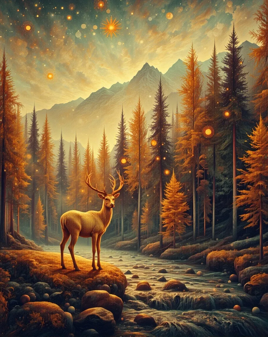 elaborate Alpine forest scene a - Free AI Photo Generator - starryai