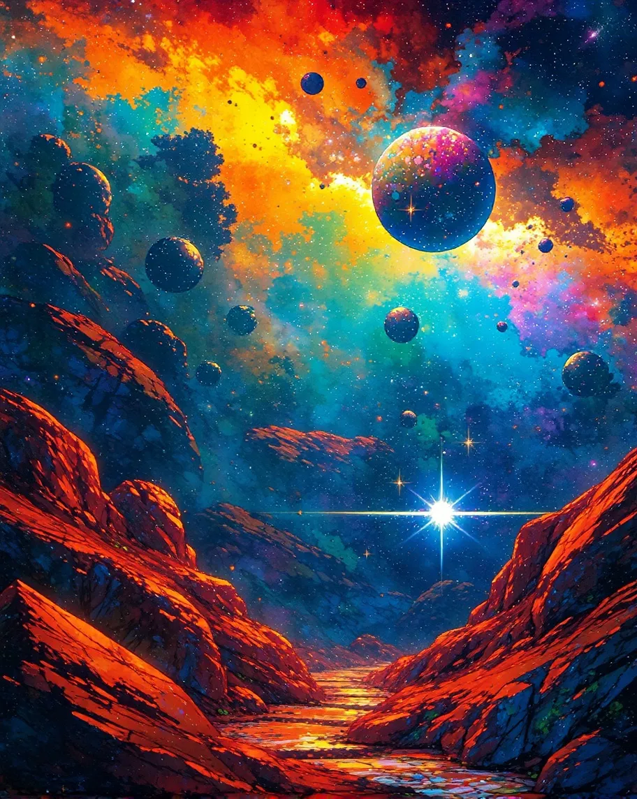 Fantasy star galaxy landscape, - Free AI Photo Generator - starryai