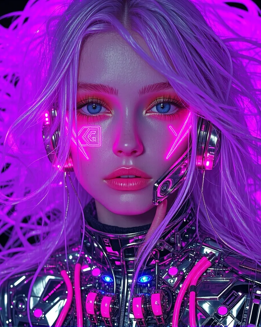A surreal cyberpunk portrait a - Free AI Photo Generator - starryai