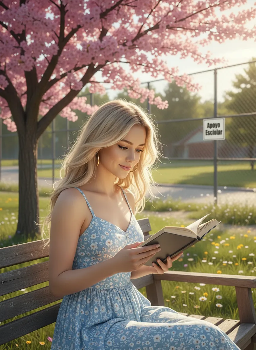 make her read a book Spring same - Free AI Photo Generator - starryai