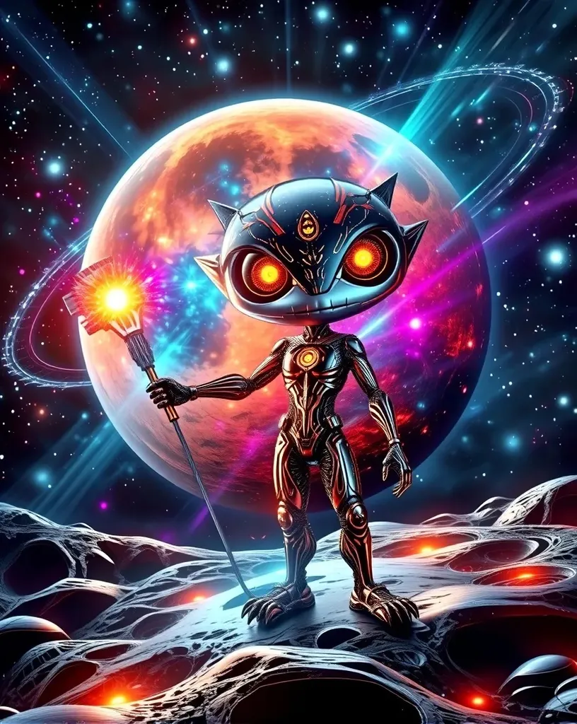 A cosmic painter, ET, crafts on - Free AI Photo Generator - starryai