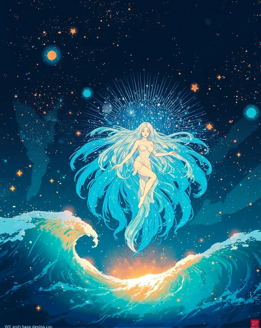 Celestial Tide Goddess – A divine - Free AI Photo Generator - starryai