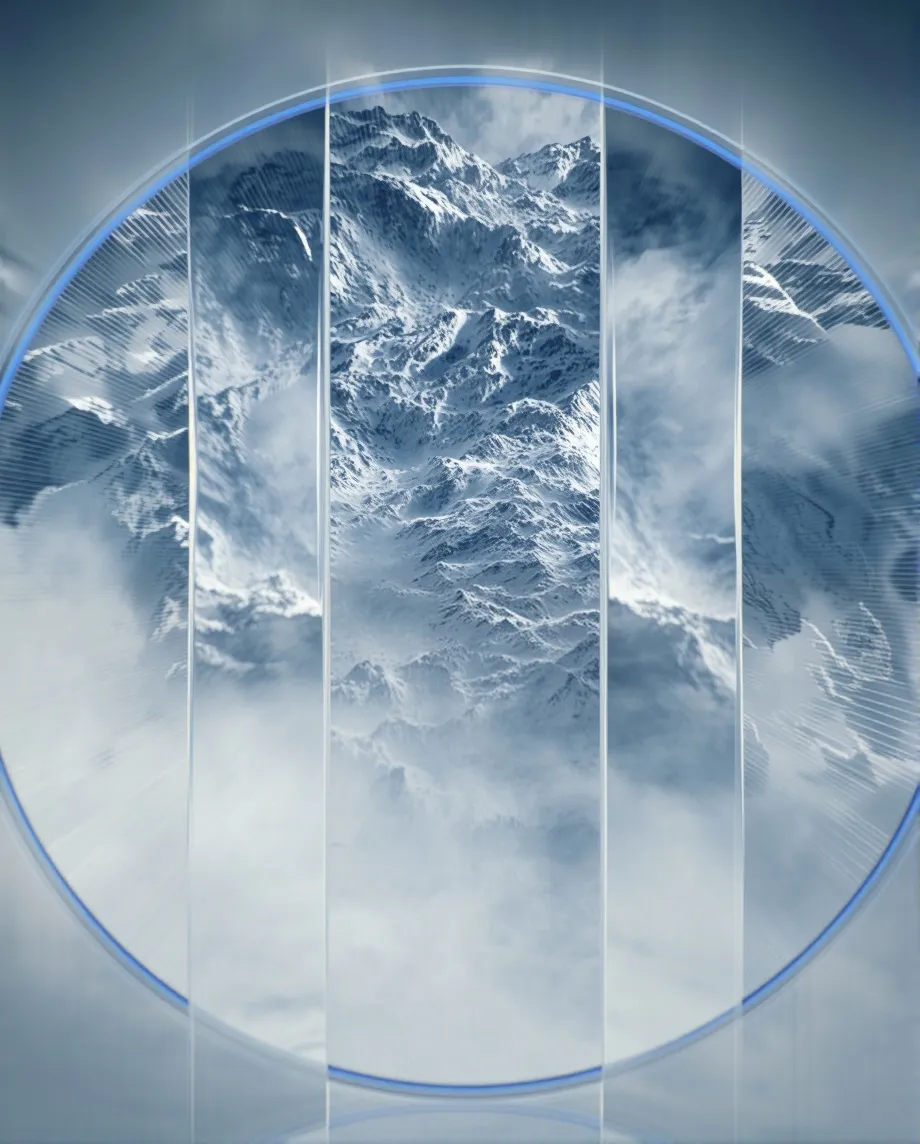 A snow-capped mountain peak, seen - Free AI Photo Generator - starryai