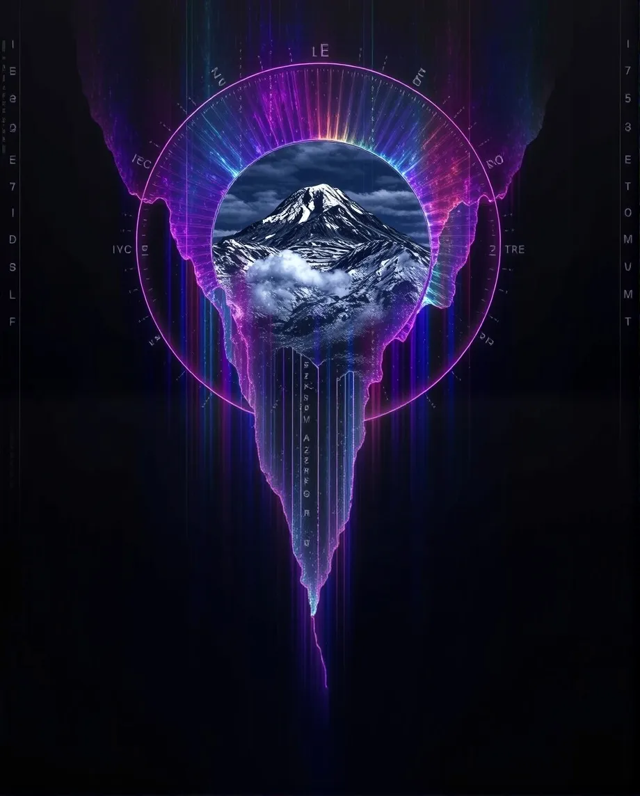 A snow-capped mountain peak, seen - Free AI Photo Generator - starryai