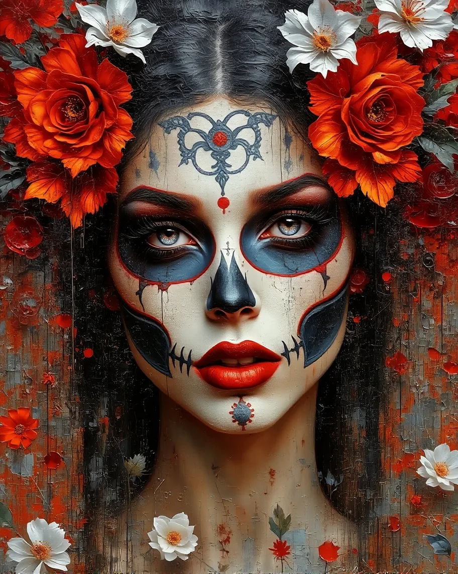 Painting a woman Candy skull rich - Free AI Photo Generator - starryai