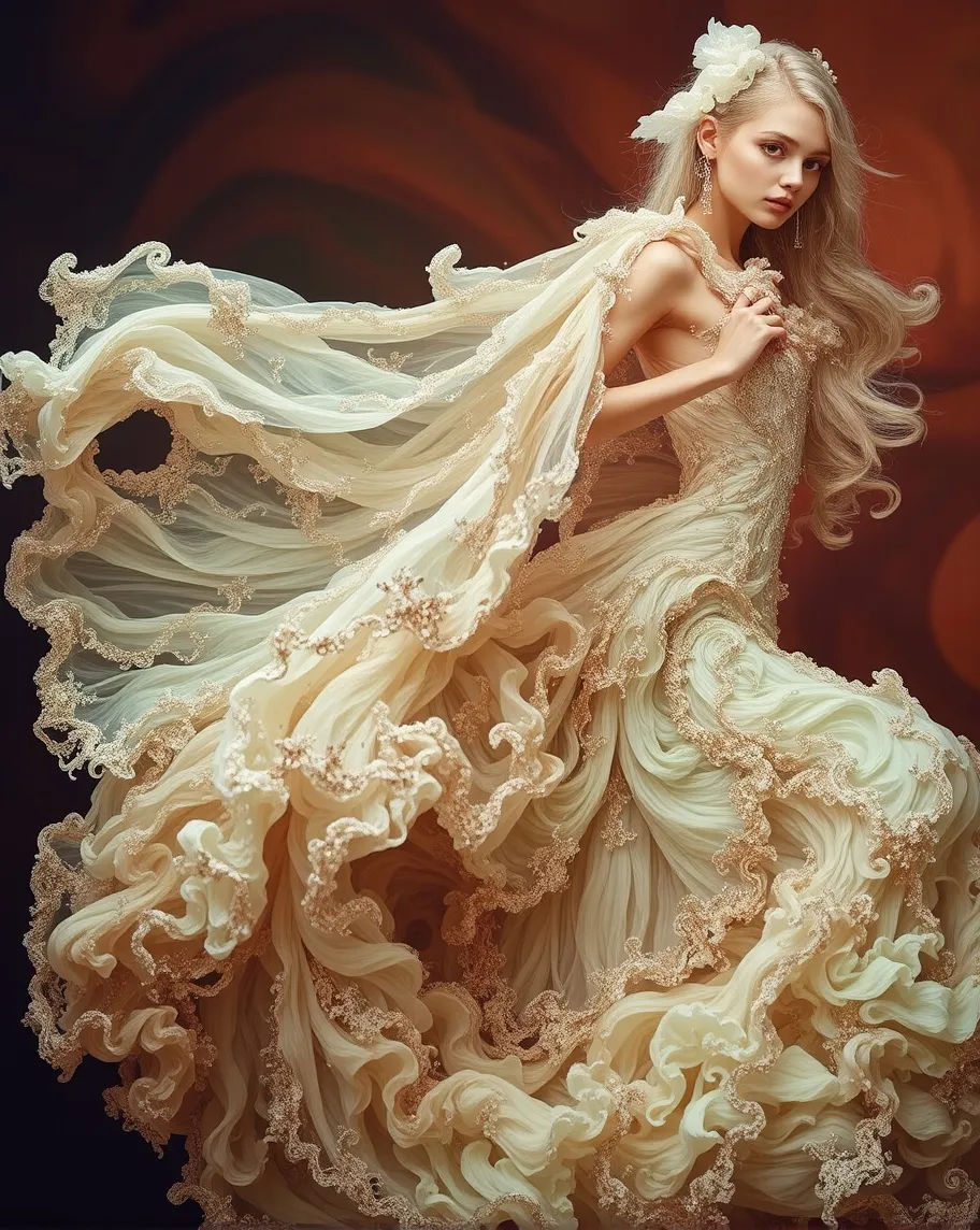 A surreal fashion model draped - Free AI Photo Generator - starryai