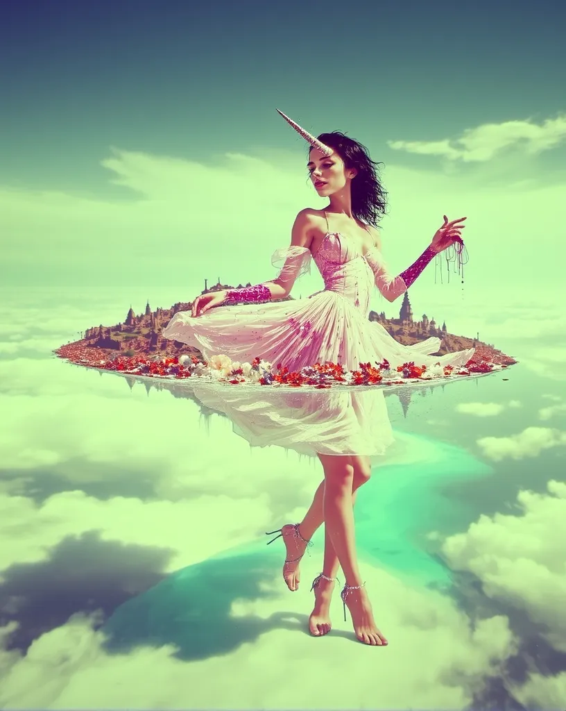 A mystical realm where land, sea, - Free AI Photo Generator - starryai