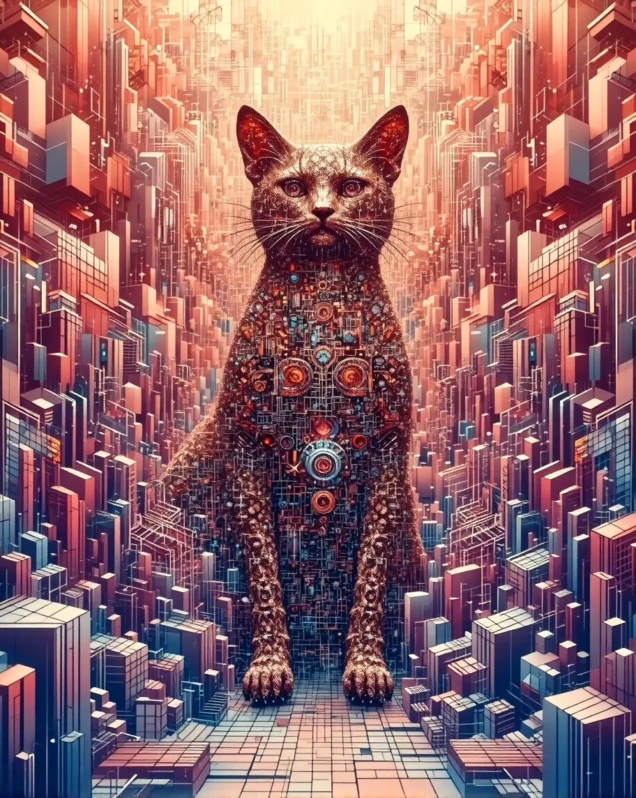 Recursive Cat A majestic cat made 3D square sea - Free AI Photo Generator - starryai