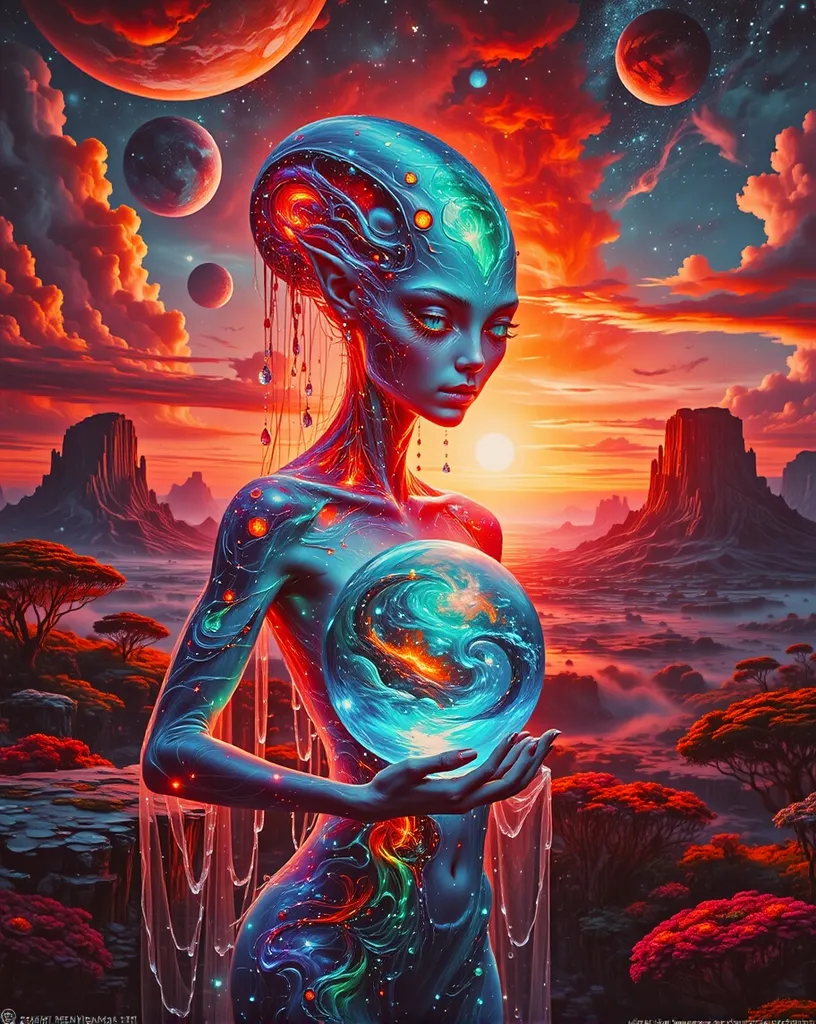 alien from Jupiter. Holding - Free AI Photo Generator - starryai
