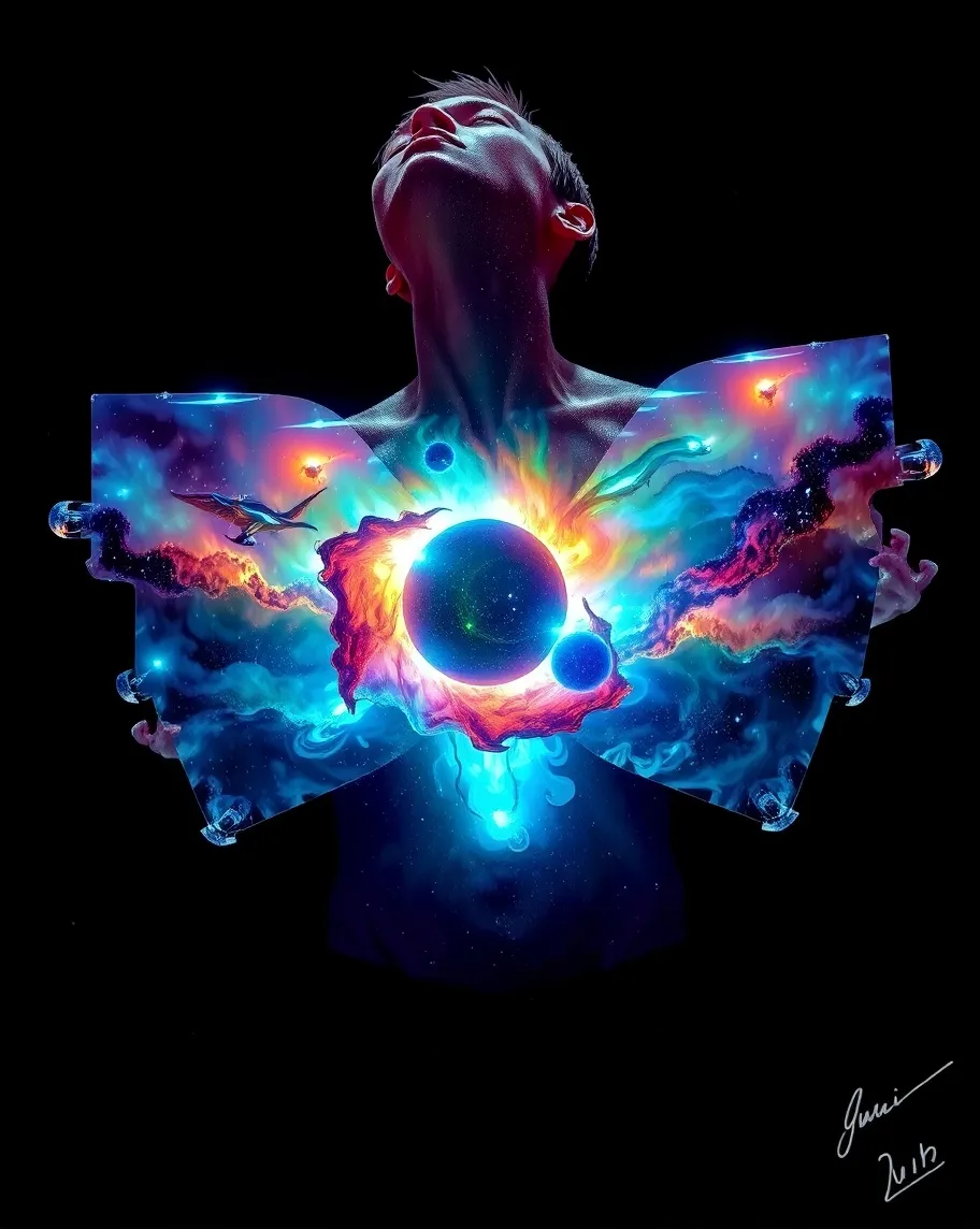 A human figure standing darkness, - Free AI Photo Generator - starryai
