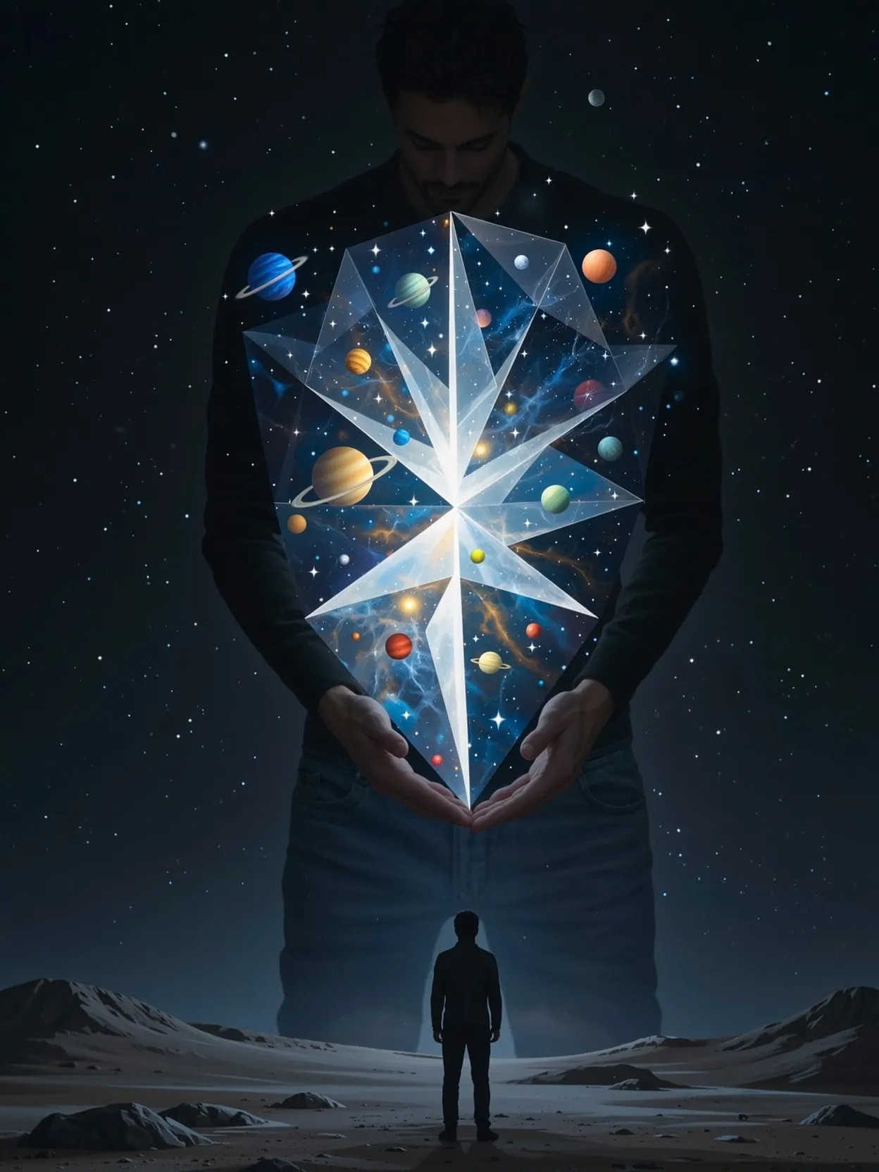 A human figure standing darkness, - Free AI Photo Generator - starryai