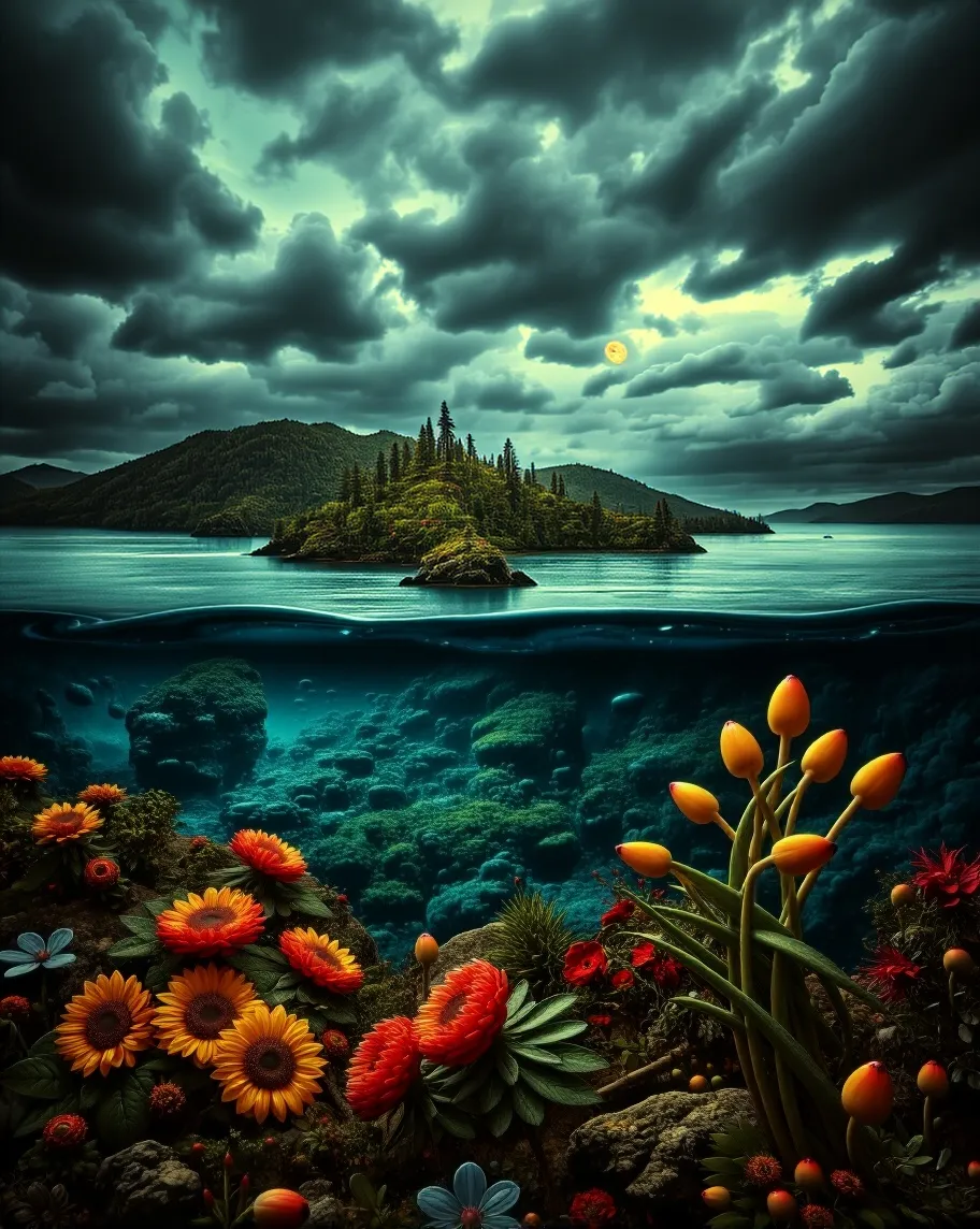 Mysterious dark ocean fantasy sky - Free AI Photo Generator - starryai