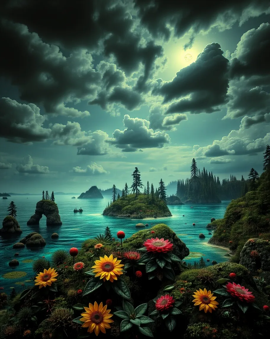 Mysterious dark ocean fantasy sky - Free AI Photo Generator - starryai