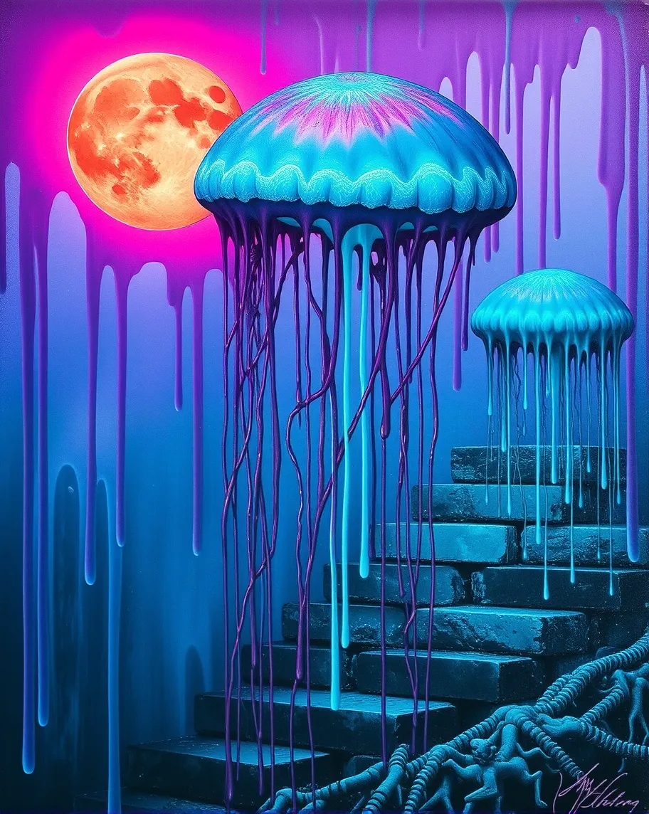 A jellyfish dreams violet mist, - Free AI Photo Generator - starryai