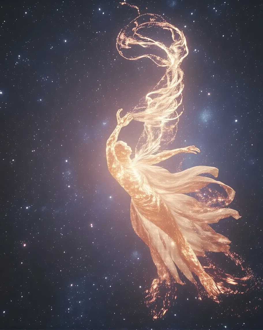 A luminous ethereal figure a pose - Free AI Photo Generator - starryai