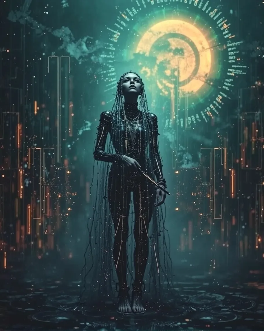 A cyber-mystical portrait a her — - Free AI Photo Generator - starryai