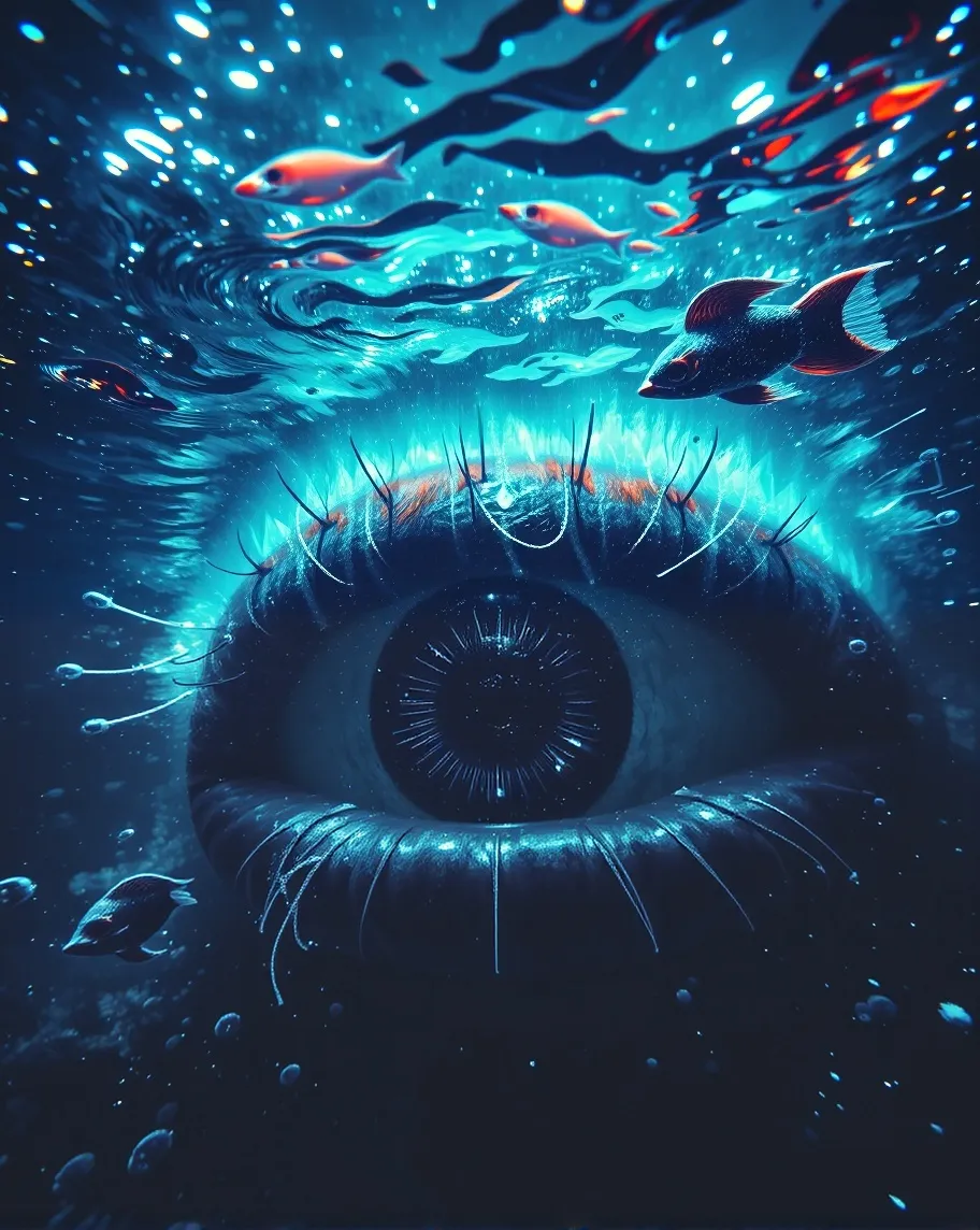 A colossal eye beneath ocean as - Free AI Photo Generator - starryai