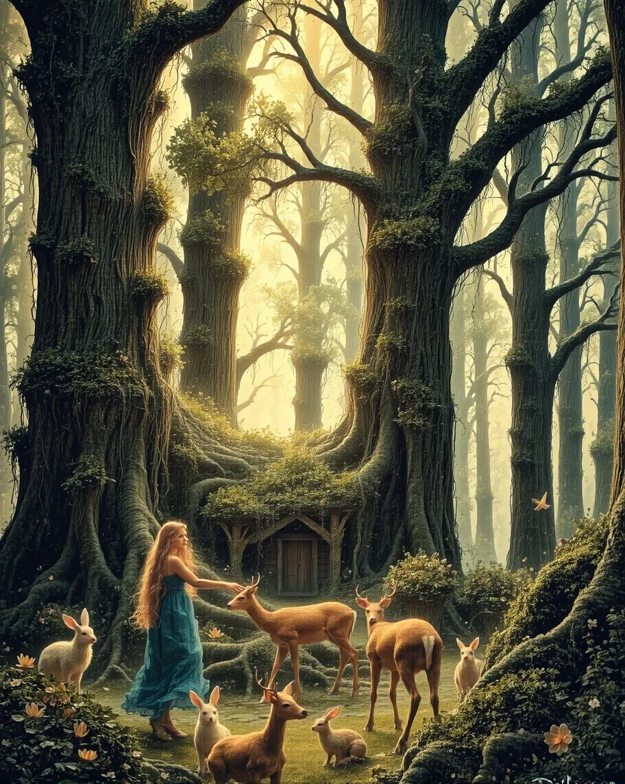 A mysterious, enchanted forest at - Free AI Photo Generator - starryai