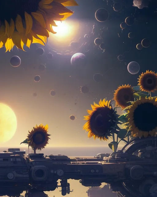 Space Station Sunflowers - Free AI Photo Generator - starryai