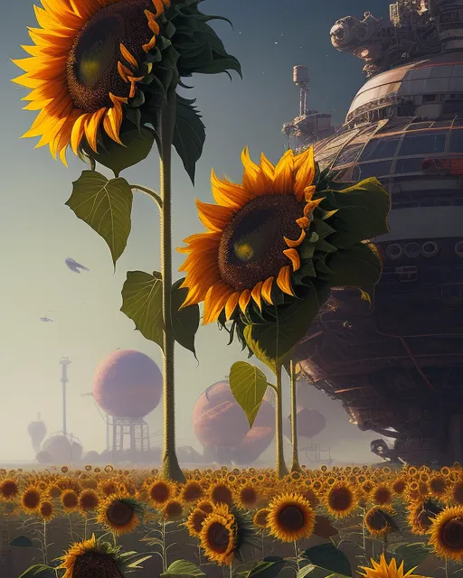 Space Station Sunflowers - Free AI Photo Generator - starryai