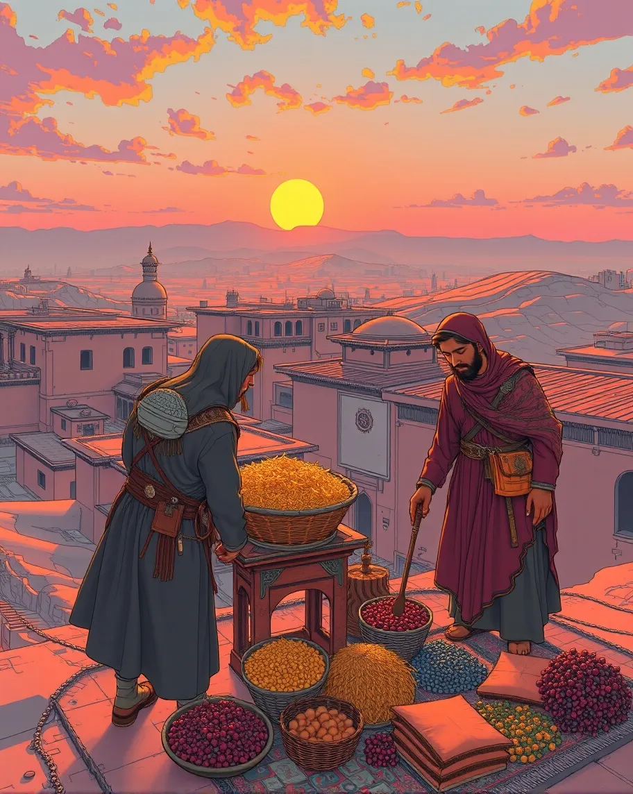 A pleasant scene two shopkeepers - Free AI Photo Generator - starryai