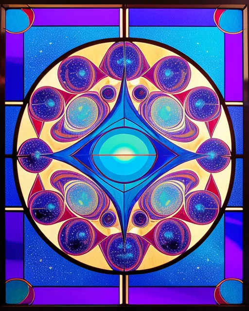 Stained steel glass galaxies - Free AI Photo Generator - starryai