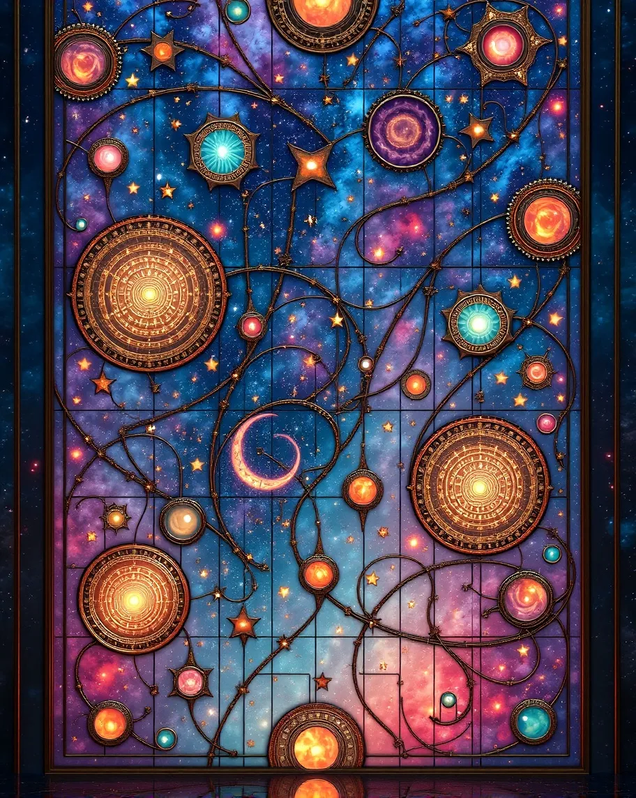 Stained glass galaxies A dazzling - Free AI Photo Generator - starryai