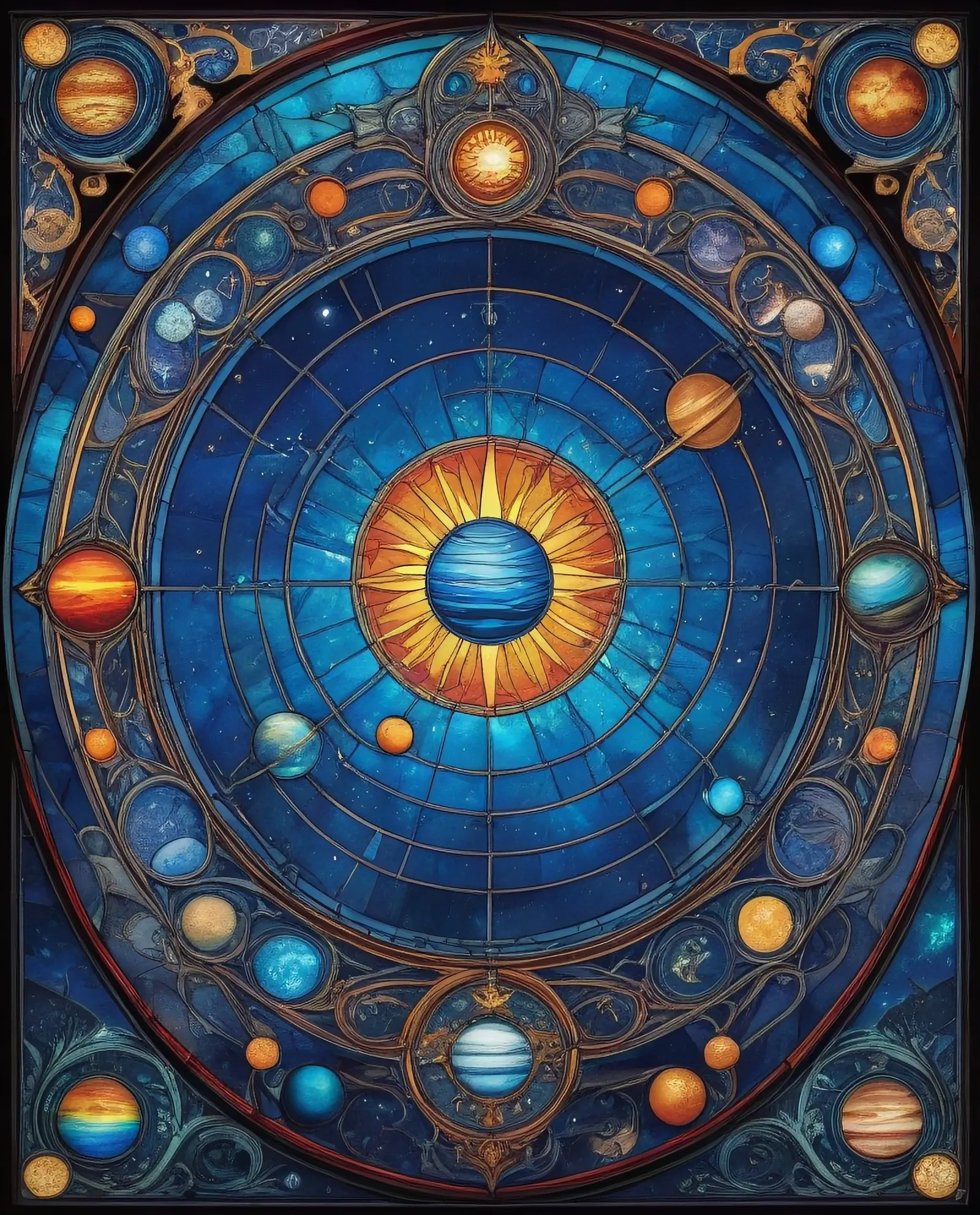 A serene Asian stained glass - Free AI Photo Generator - starryai