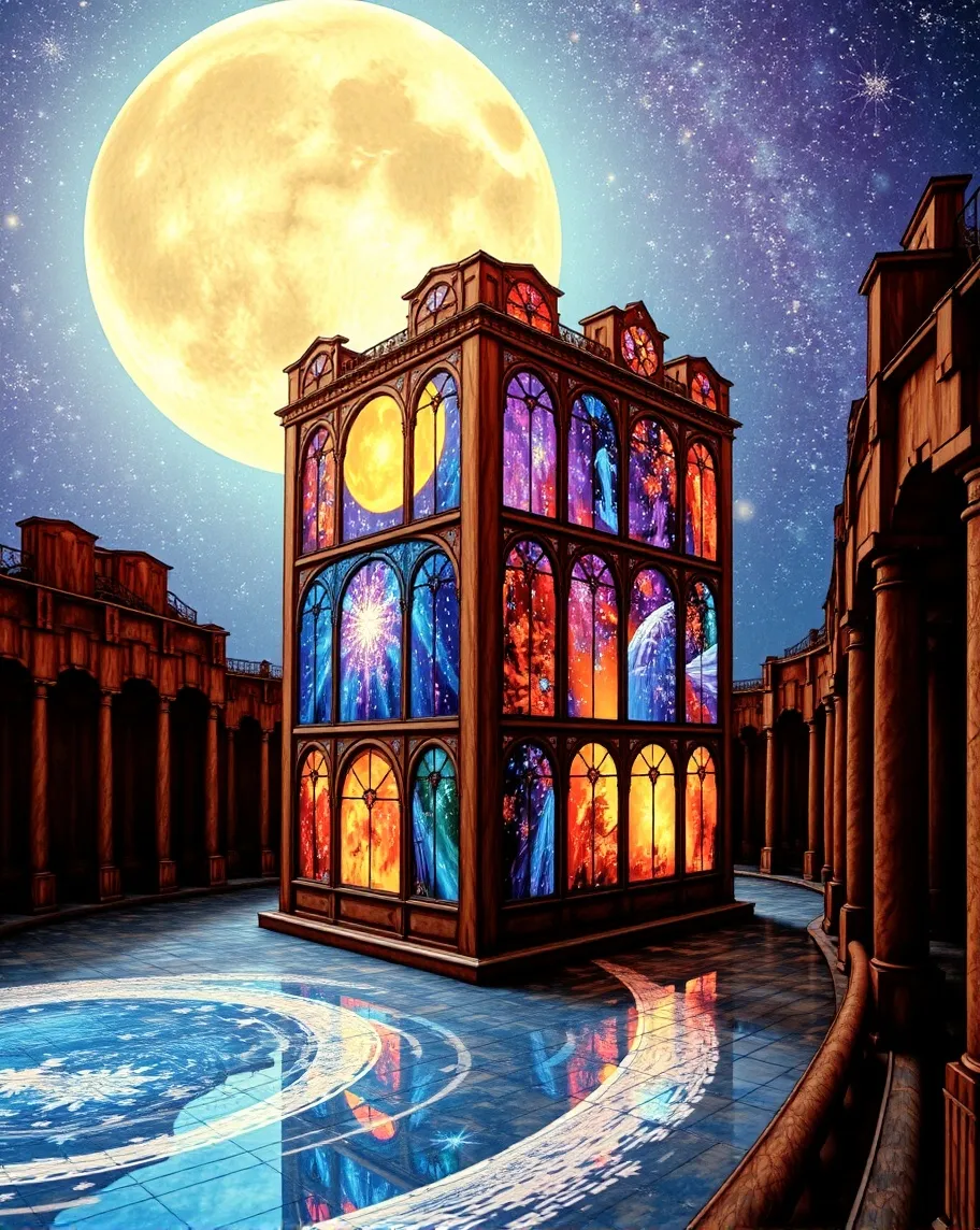 Stained glass galaxies - a glass - Free AI Photo Generator - starryai