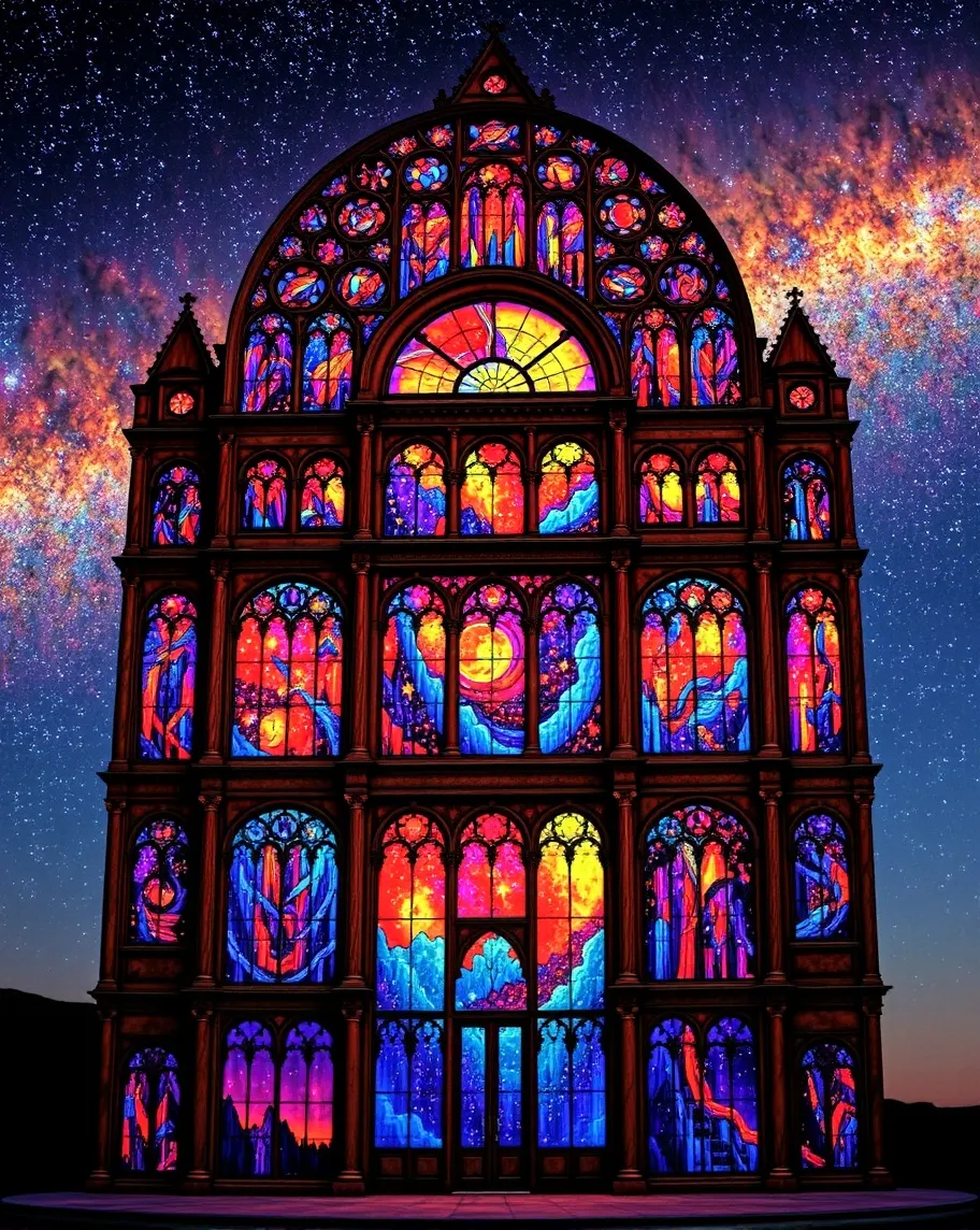 Stained glass galaxies - a glass - Free AI Photo Generator - starryai