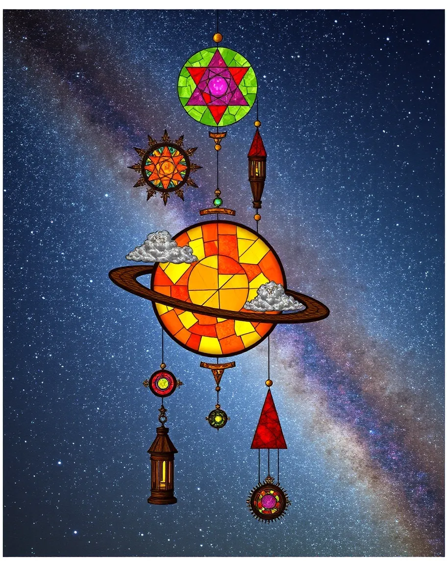 Stained glass galaxies - a glass - Free AI Photo Generator - starryai