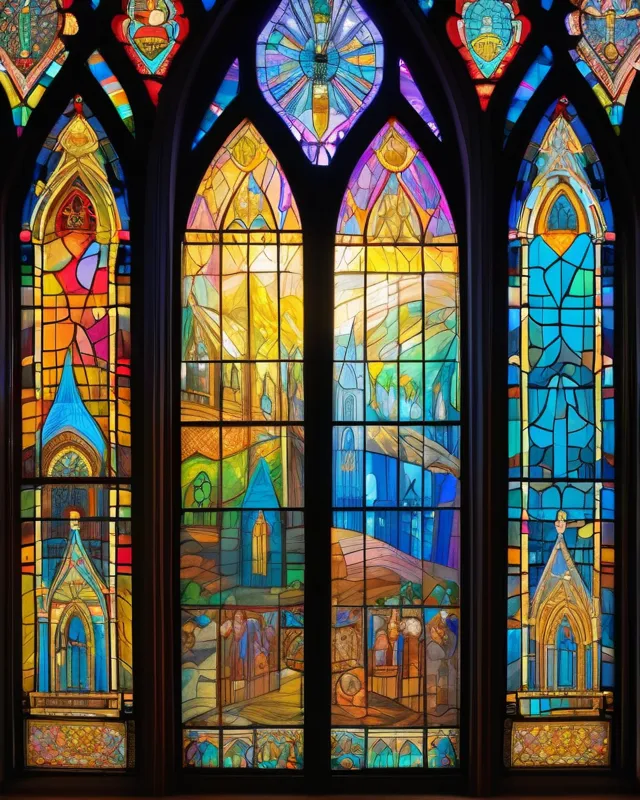 A cathedral whose stained glass - Free AI Photo Generator - starryai