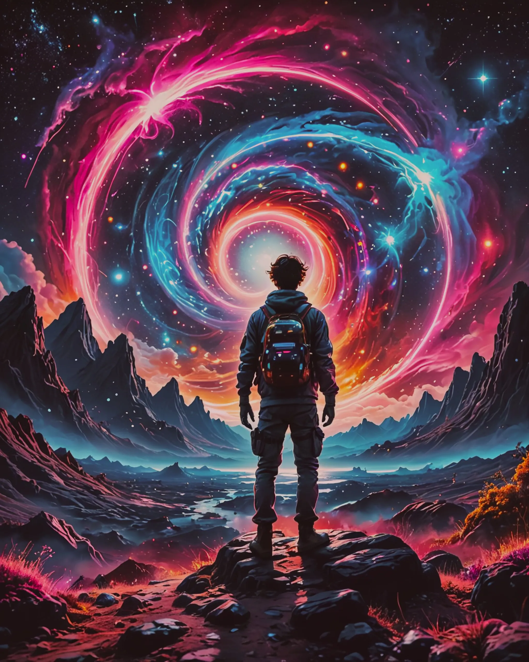 A lone figure walking through - Free AI Photo Generator - starryai